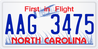 NC license plate AAG3475