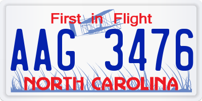 NC license plate AAG3476