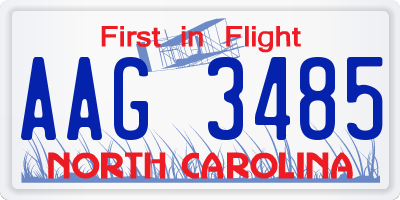 NC license plate AAG3485
