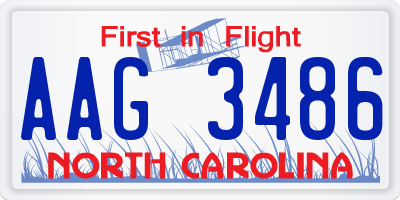 NC license plate AAG3486