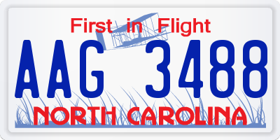 NC license plate AAG3488