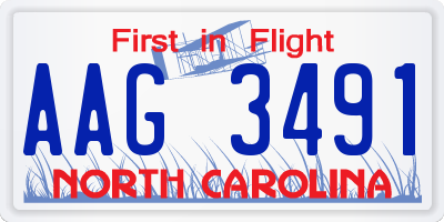 NC license plate AAG3491