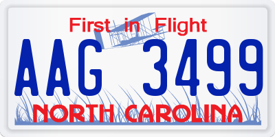 NC license plate AAG3499