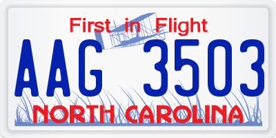 NC license plate AAG3503