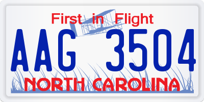 NC license plate AAG3504