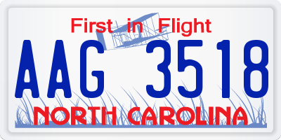 NC license plate AAG3518