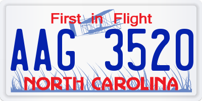NC license plate AAG3520