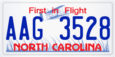 NC license plate AAG3528