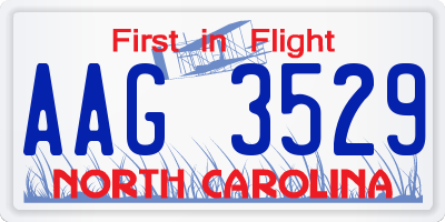 NC license plate AAG3529