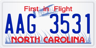 NC license plate AAG3531