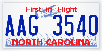NC license plate AAG3540