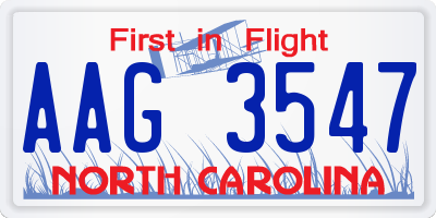NC license plate AAG3547