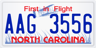 NC license plate AAG3556