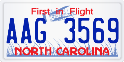 NC license plate AAG3569