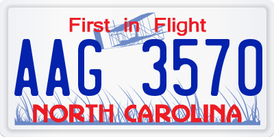NC license plate AAG3570