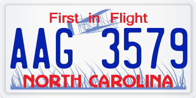 NC license plate AAG3579