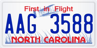 NC license plate AAG3588
