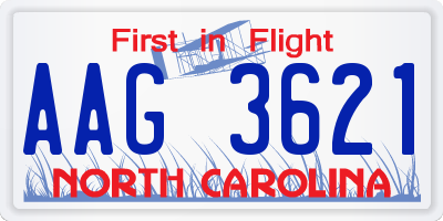 NC license plate AAG3621