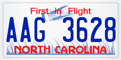 NC license plate AAG3628
