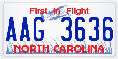 NC license plate AAG3636