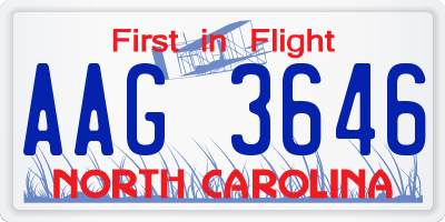 NC license plate AAG3646