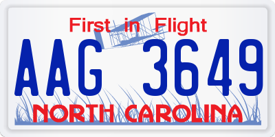 NC license plate AAG3649
