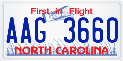NC license plate AAG3660