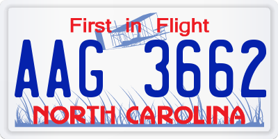 NC license plate AAG3662