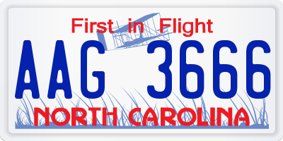 NC license plate AAG3666
