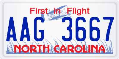 NC license plate AAG3667