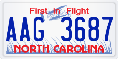 NC license plate AAG3687