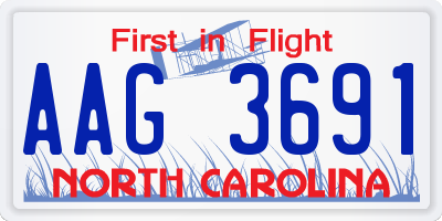 NC license plate AAG3691