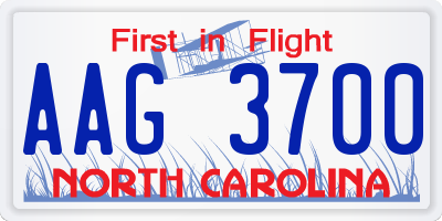 NC license plate AAG3700