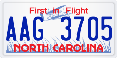 NC license plate AAG3705