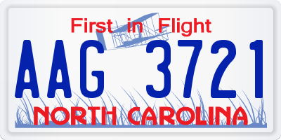 NC license plate AAG3721