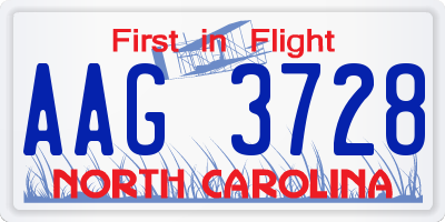 NC license plate AAG3728