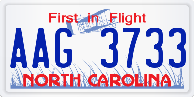 NC license plate AAG3733