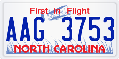 NC license plate AAG3753