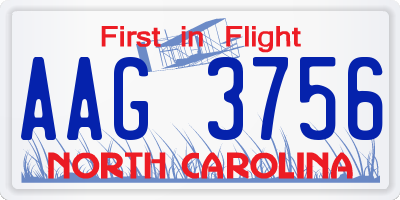 NC license plate AAG3756