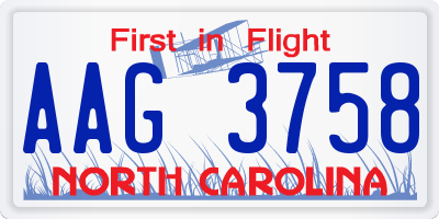 NC license plate AAG3758