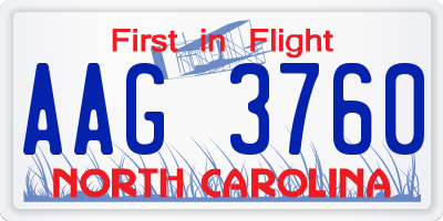 NC license plate AAG3760
