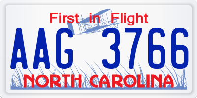 NC license plate AAG3766