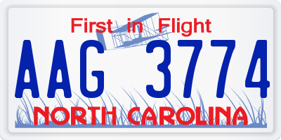 NC license plate AAG3774