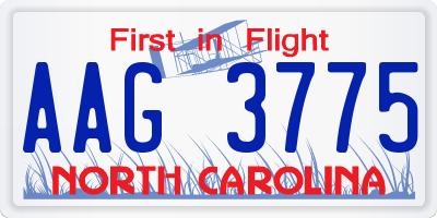NC license plate AAG3775