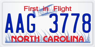 NC license plate AAG3778