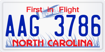NC license plate AAG3786