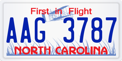 NC license plate AAG3787