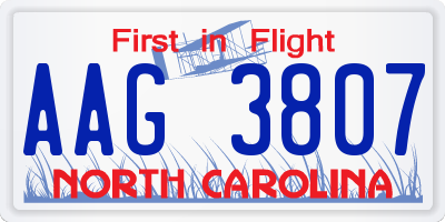 NC license plate AAG3807