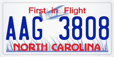 NC license plate AAG3808