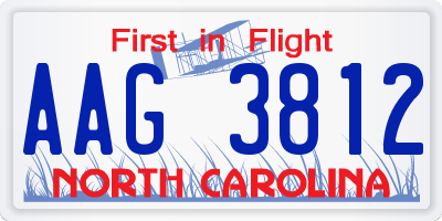 NC license plate AAG3812